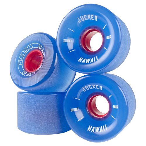 JUCKER HAWAII Longboard Skate Wheels FOAM BALLS 65mm 80A CP40 (Set) Blue