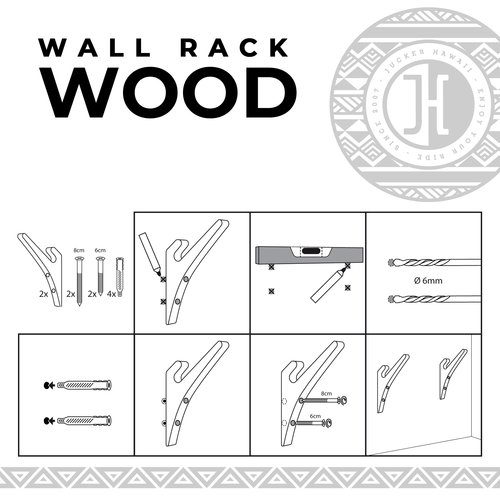 Longboard / Skateboard / Balanceboard / Snowboard / Wakeboard Wall Rack Set WOOD